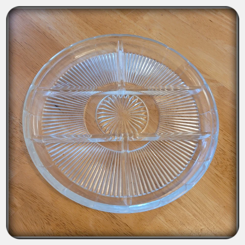 Vintage Clear Glass Divided Relish Serving Platter